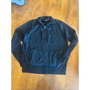 Men’s J crew 100% merino wool zipper jacket size M black